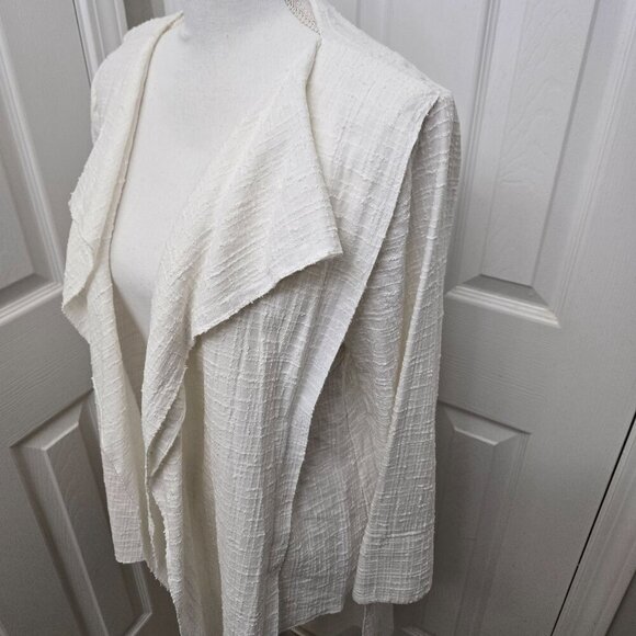 Calvin Tran‎ Cardigan M White Textured Open Front Long Waterfall Avant-garde - Picture 15 of 15